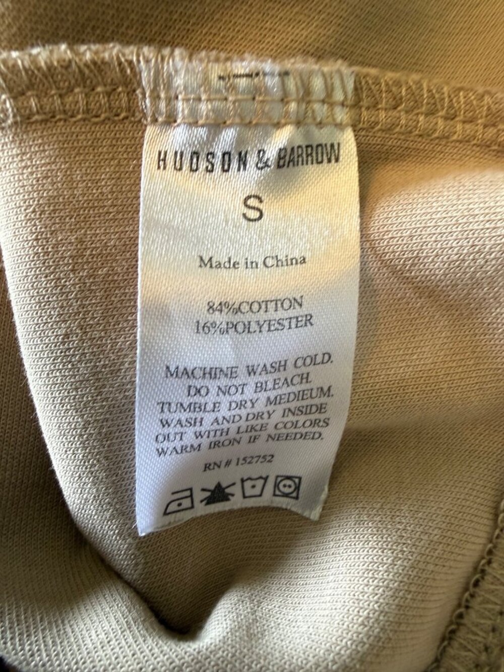 Hudson & Barrow Knit Wear Tan Short Sleeve Crewneck Sweatshirt Size Small - Picture 5 of 7